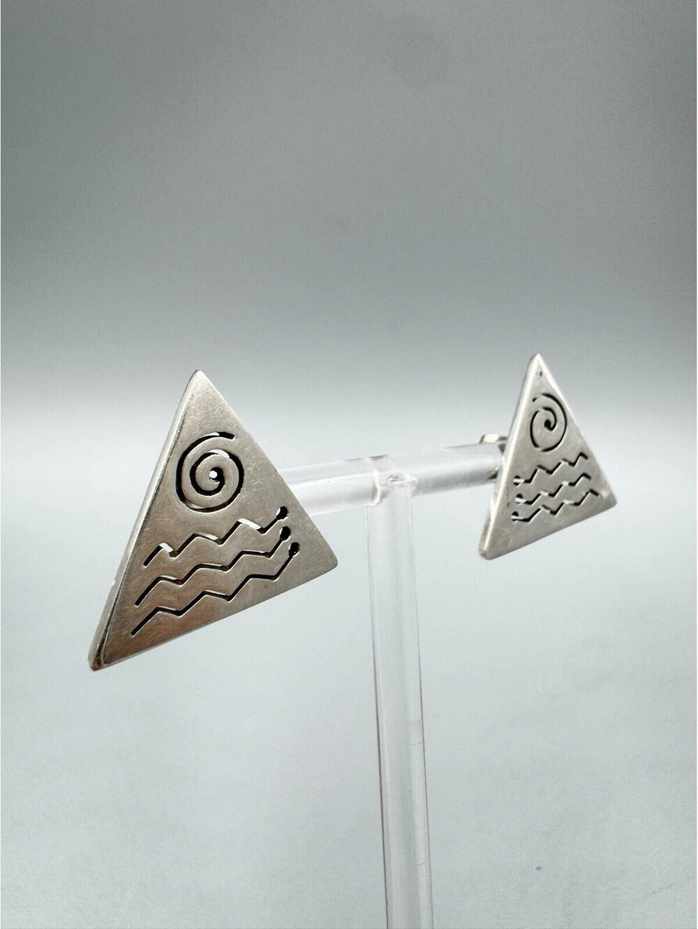 Vintage 925 Silver Sun/Ocean Stud Mexico Artisan Pierced Earrings